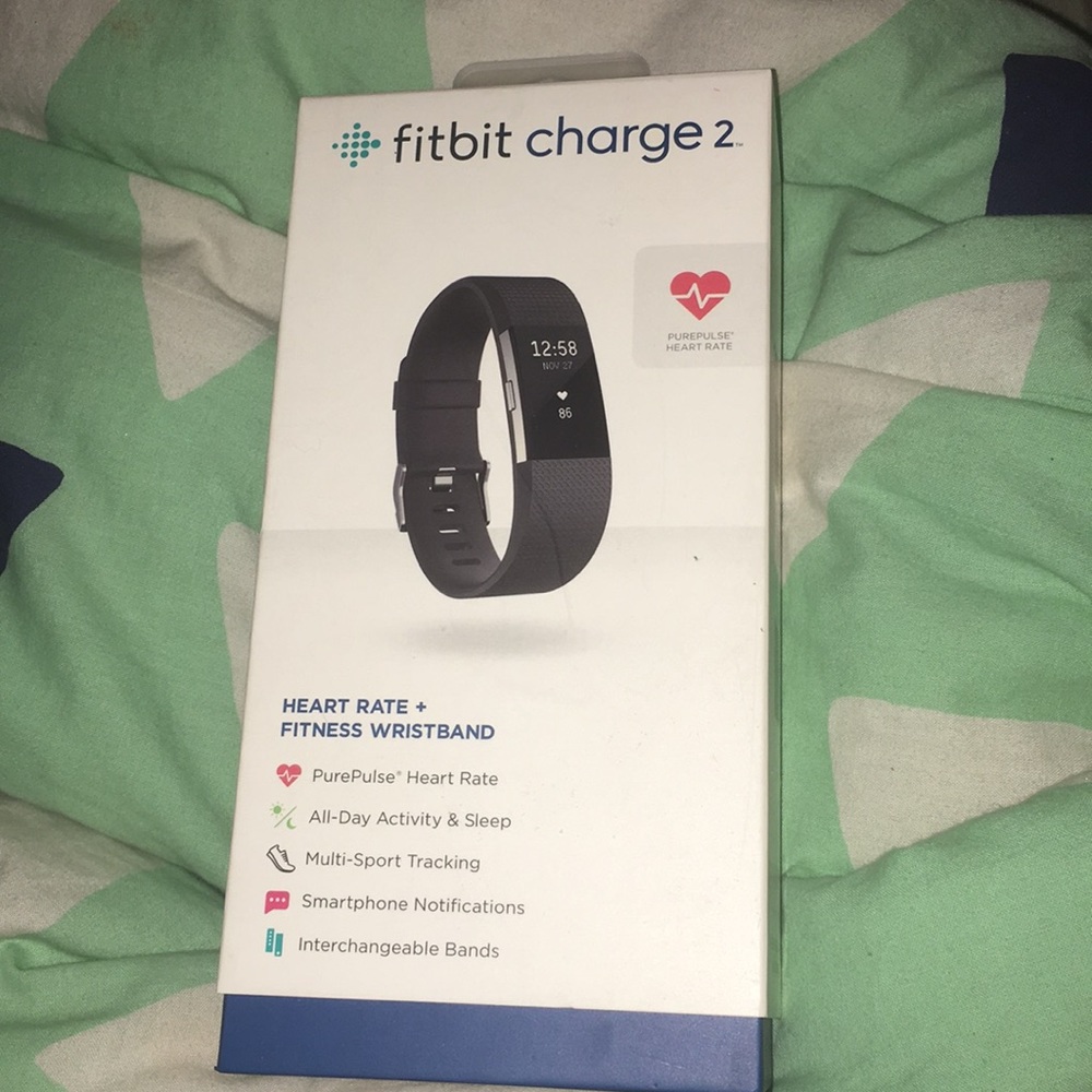 Fitbit charge 2 with blue and purple bands